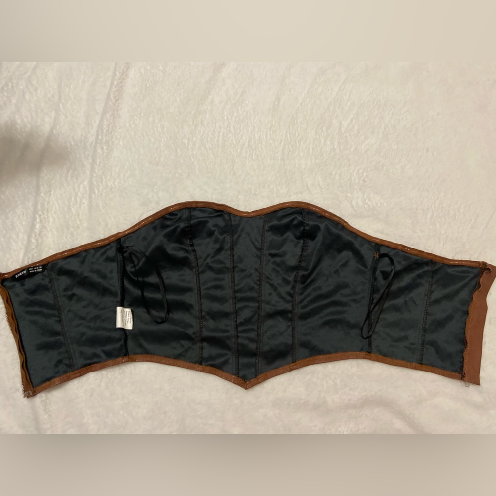 brown zip up corset from shein size small